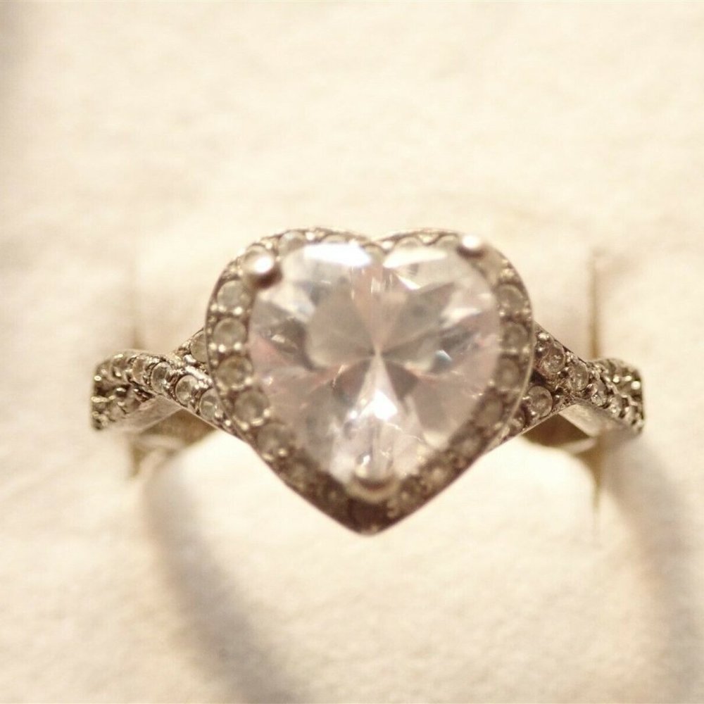 2 FOR 1: Sterling Silver Cubic Zirconia Heart Ring - Picture 2 of 10